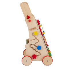 Деревянные ходунки для малышей KiddyMoon WK-002, разноцветные, регулируемая ручка цена и информация | Игрушки для малышей | 220.lv