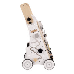 Деревянные детские ходунки KiddyMoon WK-001, черные - белые, регулируемая ручка цена и информация | Игрушки для малышей | 220.lv