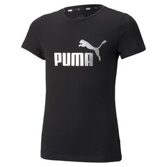 Puma bērnu T-krekls Essentials+ Logo Youth 846953*01, melns 4064535379839 cena un informācija | Krekli, bodiji, blūzes meitenēm | 220.lv