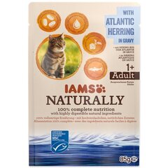 Консервы для кошек с атлантической сельдью в соусе Iams Naturally Adult, 85 г сельдь в соусе 85г цена и информация | Консервы для котов | 220.lv