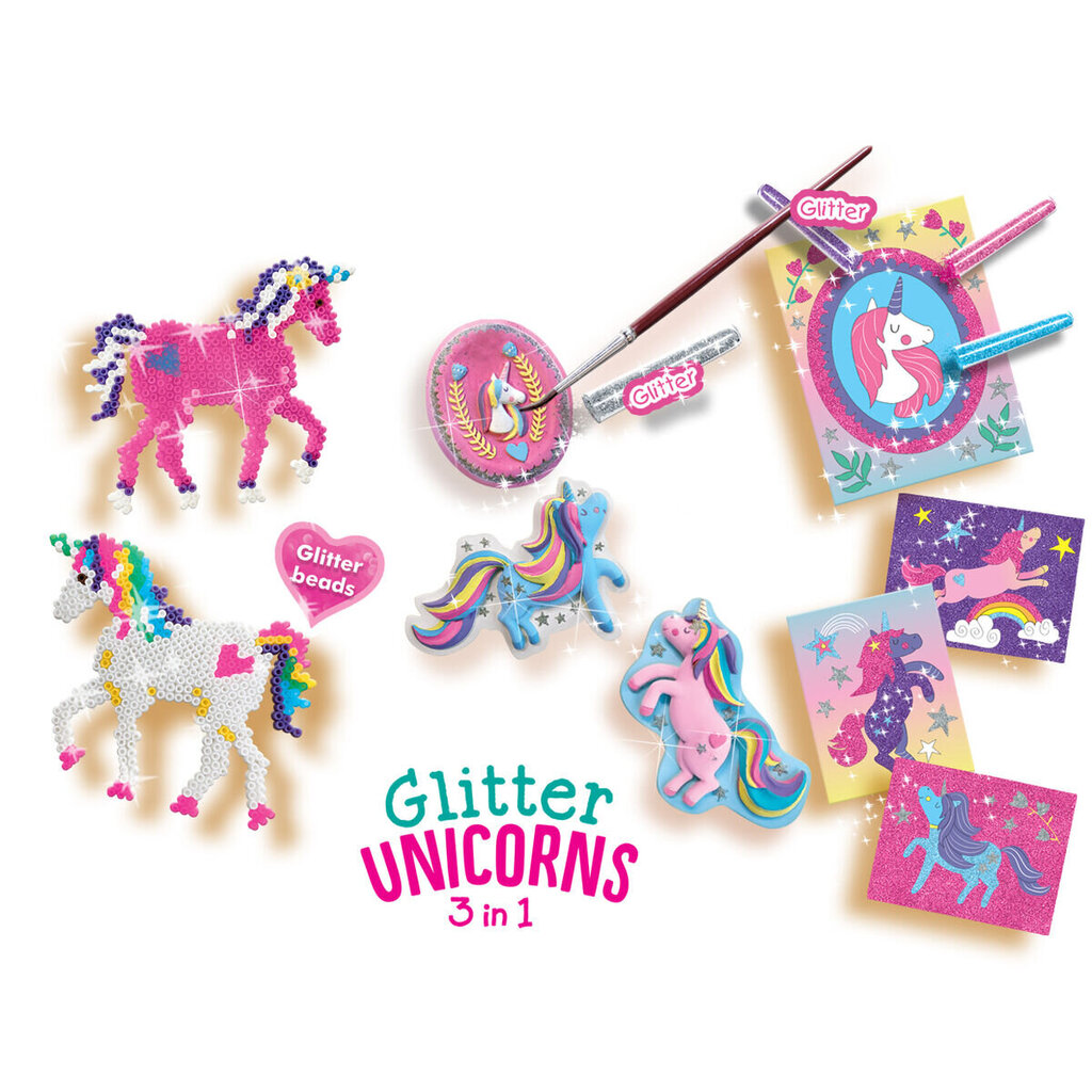 Izglītojošā Spēle SES Creative Glitter unicorns 3 in 1 cena un informācija | Attīstošās rotaļlietas | 220.lv