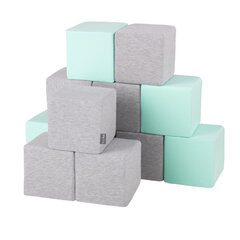 Мягкие блоки KiddyMoon, 12 шт., серые/розовые/зеленые цена и информация | Игрушки для малышей | 220.lv