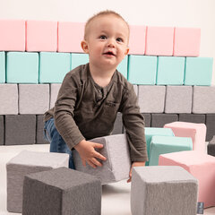 Мягкие блоки KiddyMoon, 48 шт., серые/зеленые цена и информация | Игрушки для малышей | 220.lv