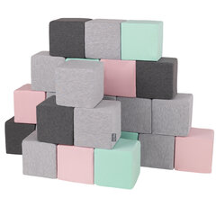 Мягкие блоки KiddyMoon, 24шт., серые/розовые цена и информация | Игрушки для малышей | 220.lv