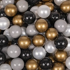 Мягкий круглый бассейн для мячей KiddyMoon 90x30 см/200 шаров ∅ 7 см / 2.75In, серые звезды: серый/белый/бирюзовый цена и информация | Игрушки для малышей | 220.lv