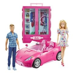 Mattel - Bārbija un Kens ar drēbju skapi un rozā kabrioletu cena un informācija | Rotaļlietas meitenēm | 220.lv