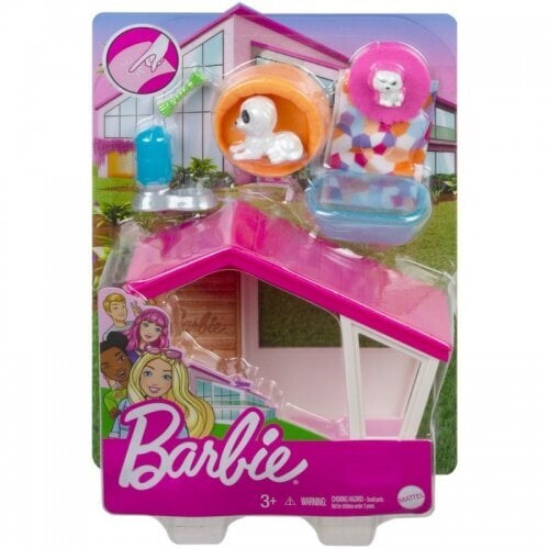 Mattel — Bārbijas mini rotaļu komplekts ar 2 mājdzīvnieku kucēniem, suņu māju un mājdzīvnieku piederumiem cena un informācija | Rotaļlietas meitenēm | 220.lv