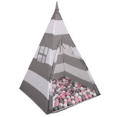 Игровая палатка с мячами Selonis Teepee, 100 мячей, белая/серая цена и информация | Игрушки для малышей | 220.lv
