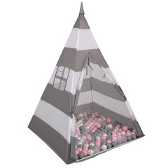 Игровая палатка с мячами Selonis Teepee, 900 мячей, серая/белая цена и информация | Игрушки для малышей | 220.lv