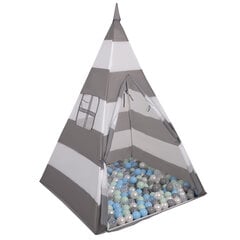 Игровая палатка с мячами Selonis Teepee, 100 мячей, белая/серая цена и информация | Игрушки для малышей | 220.lv