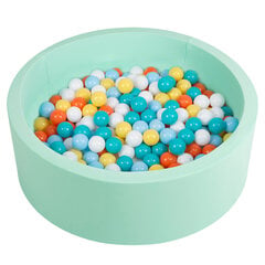 Мягкий круглый бассейн с мячами Selonis Toddler Foam, 90x30 см/200 мячей, мятный: белый/серый/серо-зеленый цена и информация | Игрушки для малышей | 220.lv