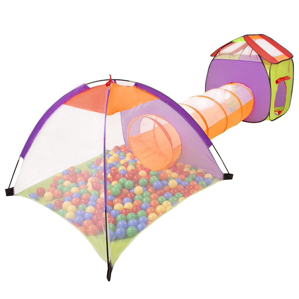 Selonis 3v1 spēļu telts ar tuneli rotaļu laukums PopUp bumbiņu baseins ar 400 bumbiņām bērniem cena un informācija | Rotaļlietas zīdaiņiem | 220.lv