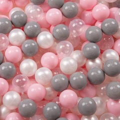 Детский манеж большого размера с 400 мячами для детей Selonis, серый: жемчужный/серый/прозрачный/пудрово-розовый цена и информация | Манежи для детей | 220.lv