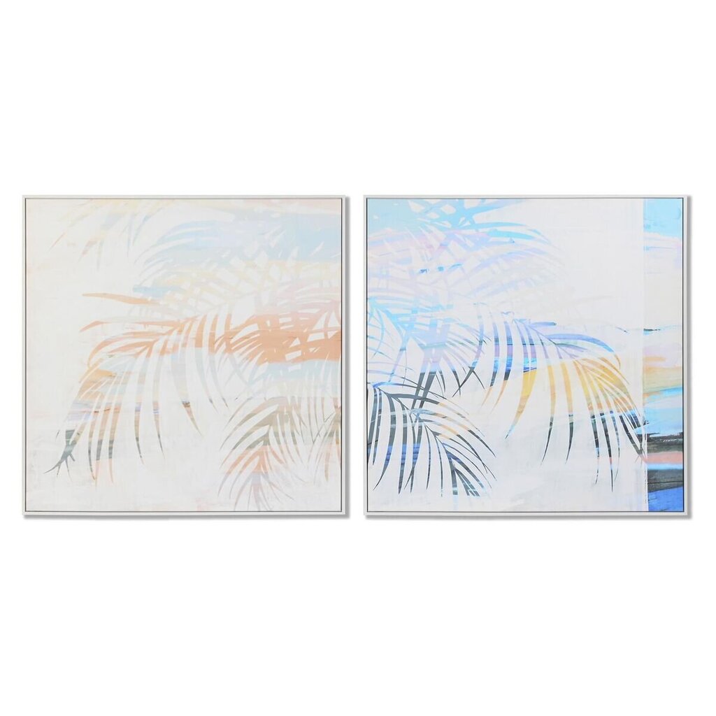 Glezna DKD Home Decor Plaukstas Tropiskais (100 x 4 x 100 cm) (2 gb.) cena un informācija | Gleznas | 220.lv