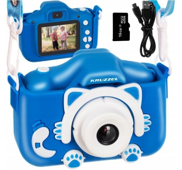 Kruzzel Zila kamera zēniem un 16 GB karte цена и информация | Rotaļlietas zēniem | 220.lv