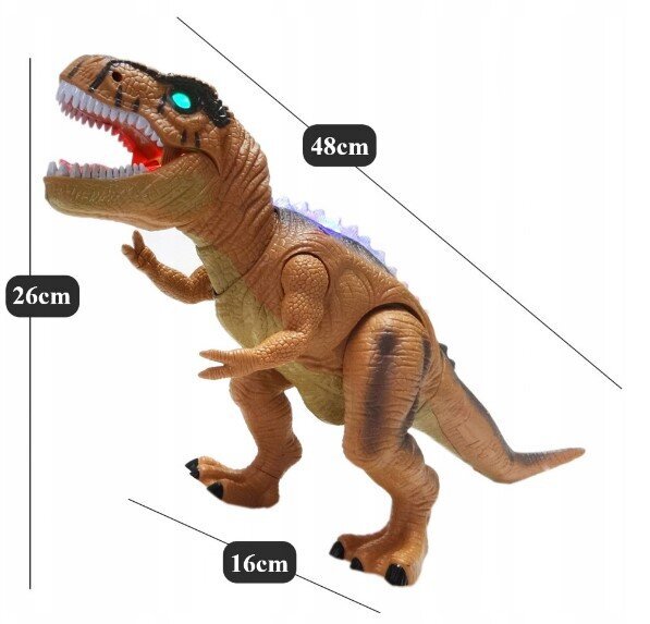 Brūns T-Rex kustīgs gaismas dinozaurs cena un informācija | Attīstošās rotaļlietas | 220.lv