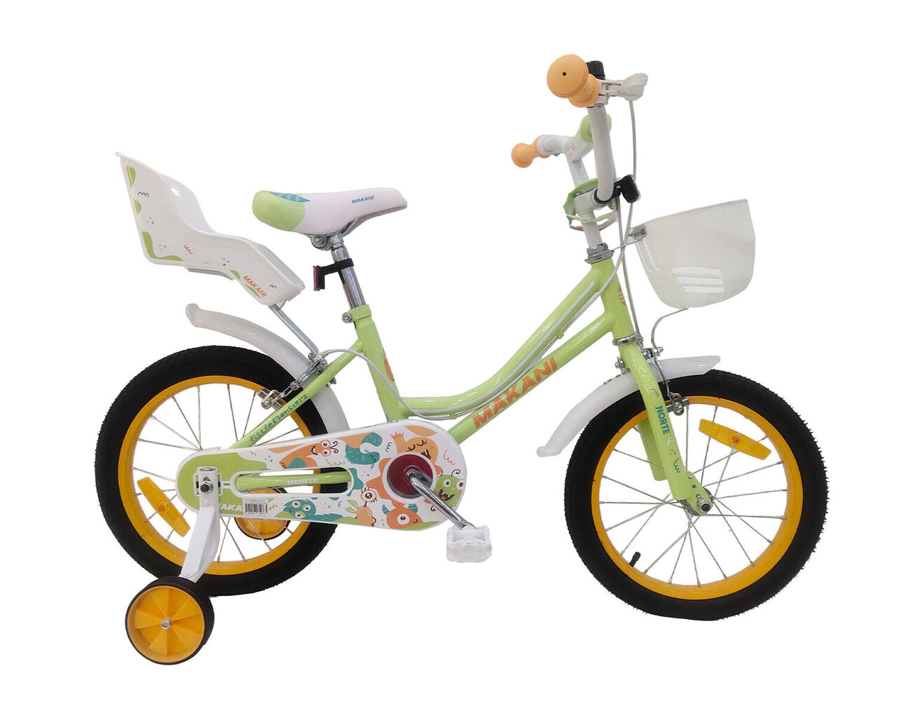 Bērnu velosipēds Makani 16", zaļš cena un informācija | Velosipēdi | 220.lv