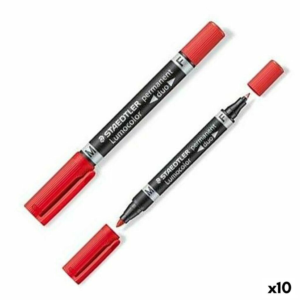 Permanentais marķieris Staedtler Lumocolor 348 Dubultā Sarkans 10 gb. цена и информация | Rakstāmpiederumi | 220.lv