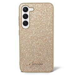 Guess PC|TPU Glitter Flakes Metal Logo Case for Samsung Galaxy S23 Gold cena un informācija | Telefonu vāciņi, maciņi | 220.lv