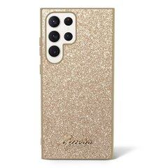 Guess PC|TPU Glitter Flakes Metal Logo Case for Samsung Galaxy S23 Ultra Gold цена и информация | Чехлы для телефонов | 220.lv