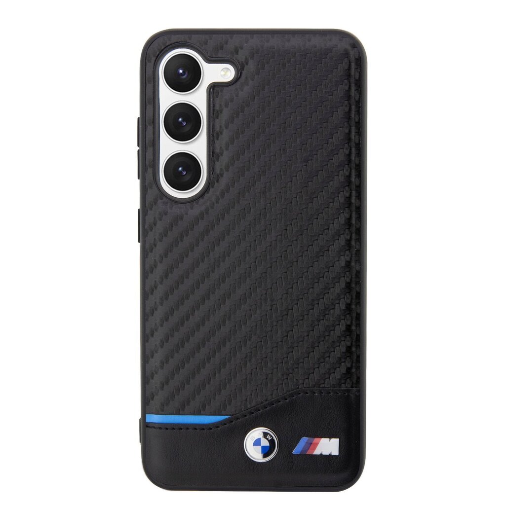 BMW M PU Carbon Blue Line Case for Samsung Galaxy S23 Black цена и информация | Telefonu vāciņi, maciņi | 220.lv