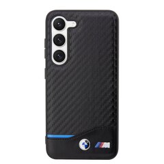 BMW M PU Carbon Blue Line Case for Samsung Galaxy S23+ Black цена и информация | Чехлы для телефонов | 220.lv