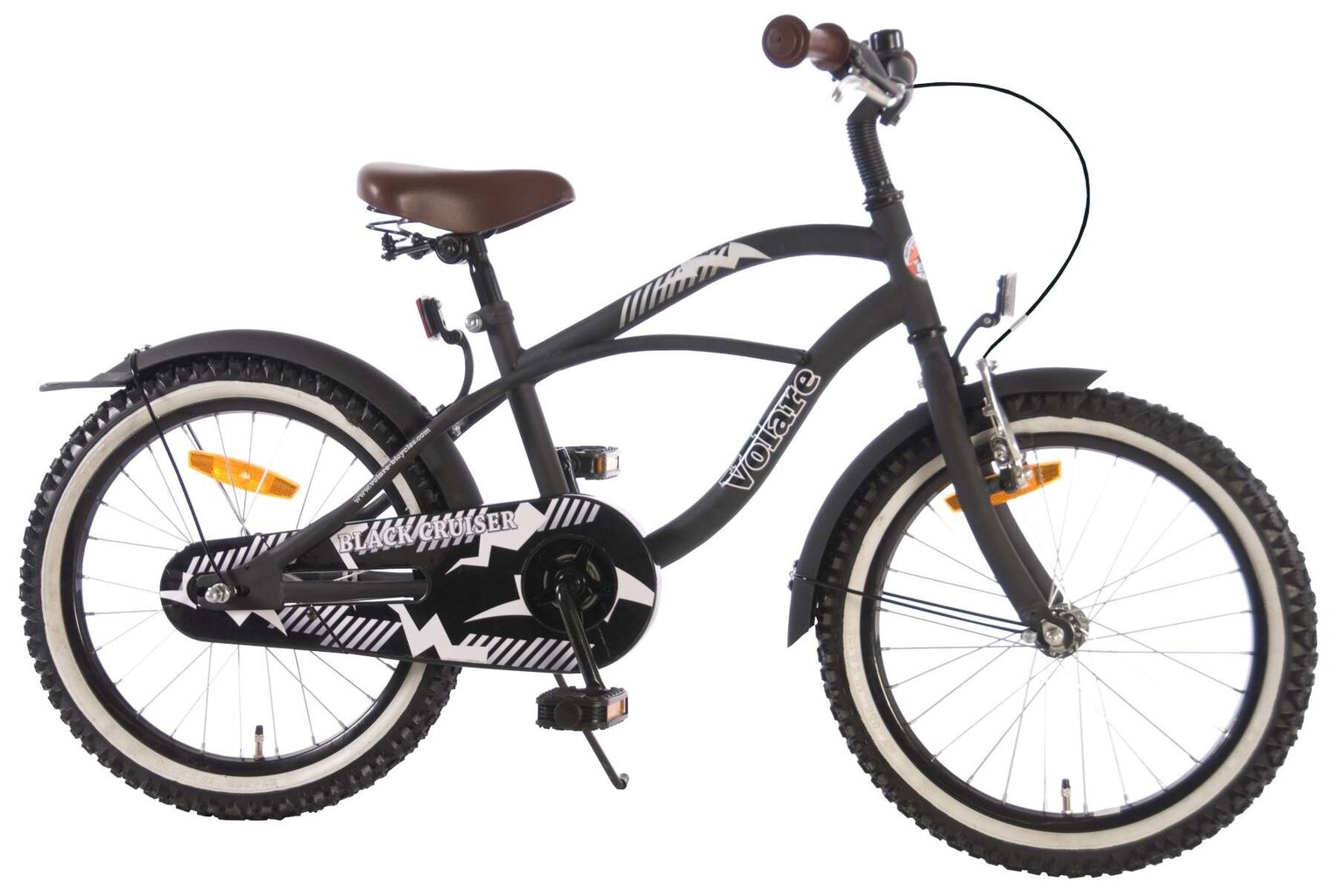 Zēnu velosipēds Volare Black Cruiser 18'' 27 cm, matēts melns cena un informācija | Velosipēdi | 220.lv