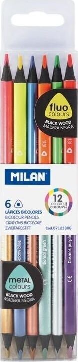 Milan zīmuļi, metāliski, fluorescējoši, 7123306 cena un informācija | Kancelejas preces | 220.lv