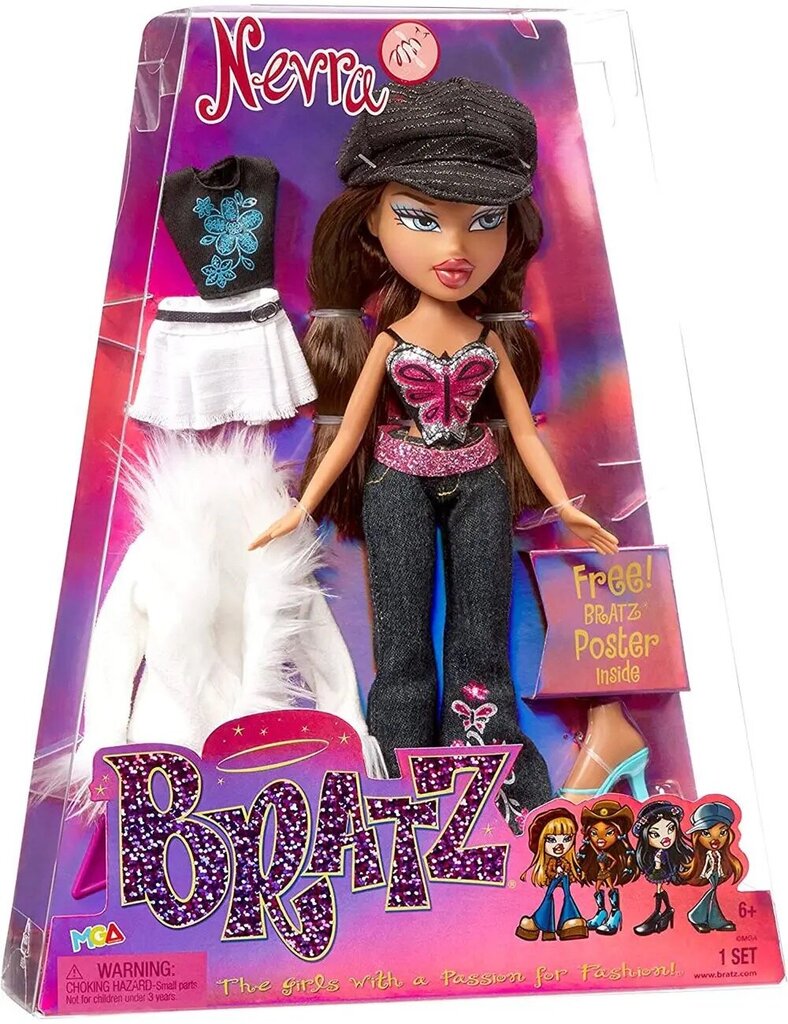 Lelle Bratz Original Fashion Doll - NEVRA - Divi tērpi, modes aksesuāri, hologrāfiskais iepakojums un plakāts - 28 cm цена и информация | Rotaļlietas meitenēm | 220.lv