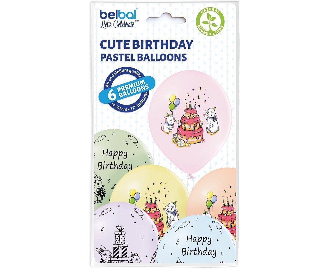 12"/ 30cm Balonu komplekts 6 gab "Happy Birthday" 9816 cena un informācija | Baloni | 220.lv