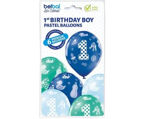 Набор воздушных шаров «1st Birthday Boy», 6 шт, 12"/ 30 см, 2652  цена и информация | Шары | 220.lv