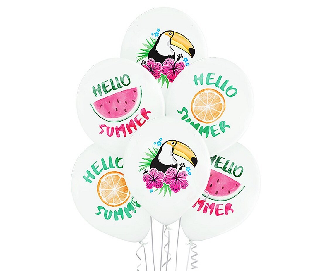 12"/ 30cm 6 balonu komplekts "Hello Summer". 1449 цена и информация | Baloni | 220.lv