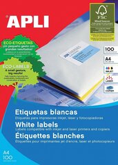Этикетки для принтера Apli 99,1 x 57 мм, 100 листов, A4 цена и информация | Канцелярия | 220.lv