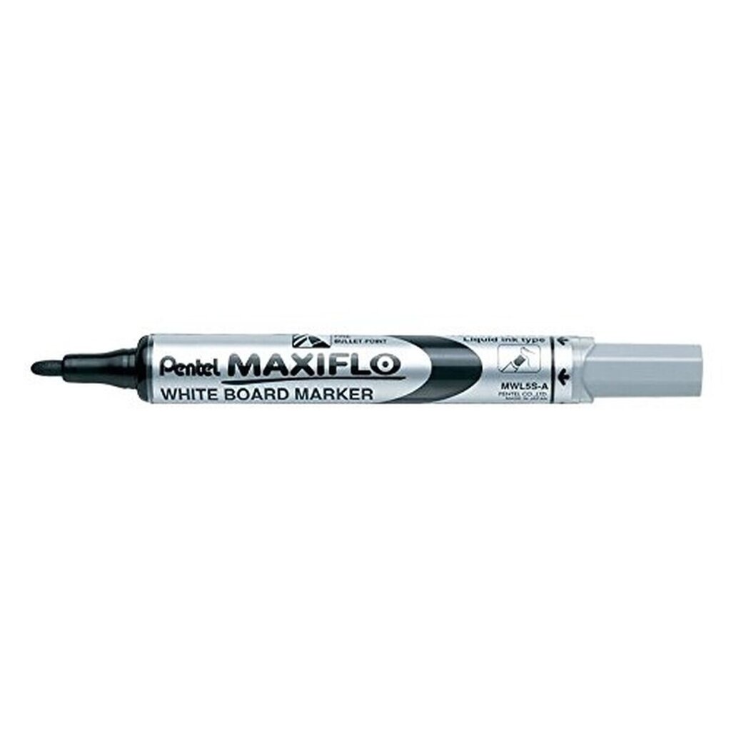 Liquid chalk marķieris Pentel Maxiflo MWL-5S, melns, 12 gab. cena un informācija | Modelēšanas un zīmēšanas piederumi | 220.lv