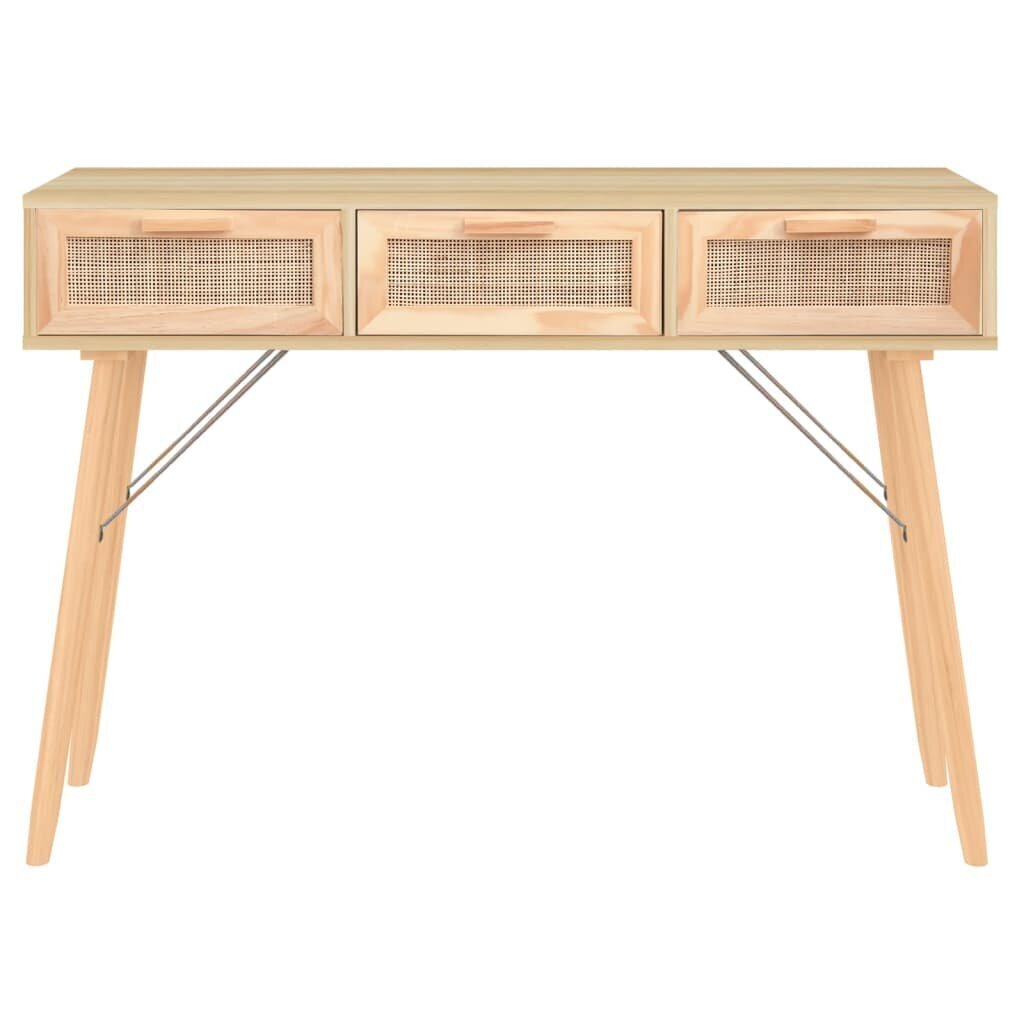 vidaXL konsoles galds, brūns, 105x30x75 cm, priedes koks, rotangpalma цена и информация | Konsoles galdiņi | 220.lv