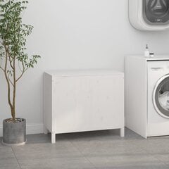 vidaXL veļas kaste, balta, 88,5x44x76 cm, priedes masīvkoks cena un informācija | Vannas istabas aksesuāri | 220.lv