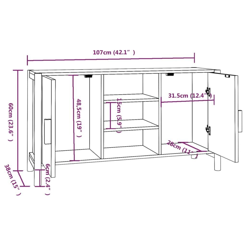 vidaXL kumode, 107x38x60 cm, inženierijas koks cena un informācija | Skapīši viesistabai | 220.lv