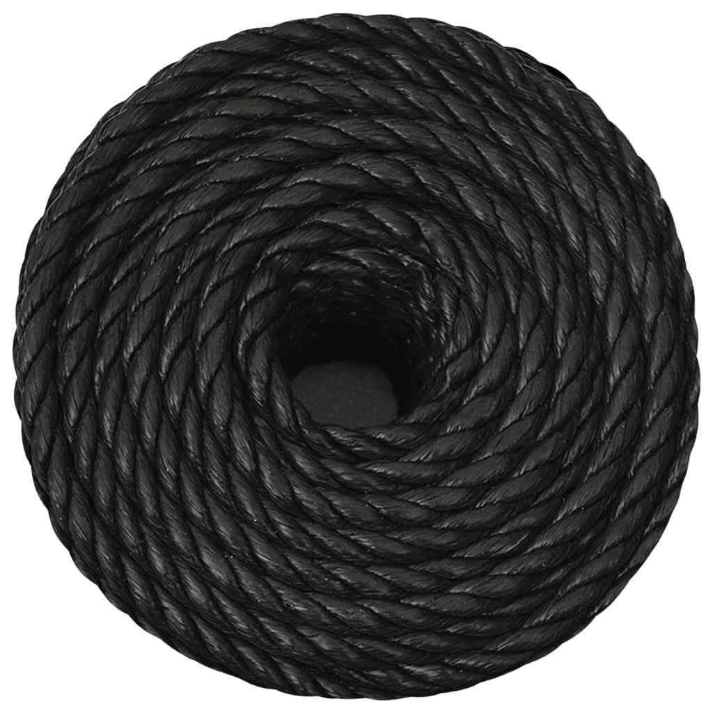 vidaXL darba virve, melna, 12 mm, 50 m, polipropilēns cena un informācija | Dārza instrumenti | 220.lv