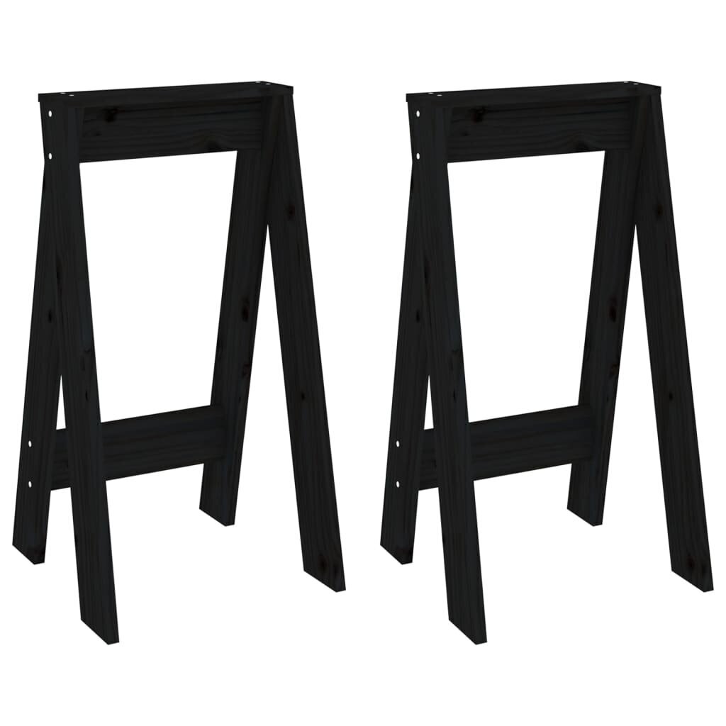 vidaXL taburetes, 2 gab., melnas 40x40x75 cm, priedes masīvkoks цена и информация | Virtuves un ēdamistabas krēsli | 220.lv