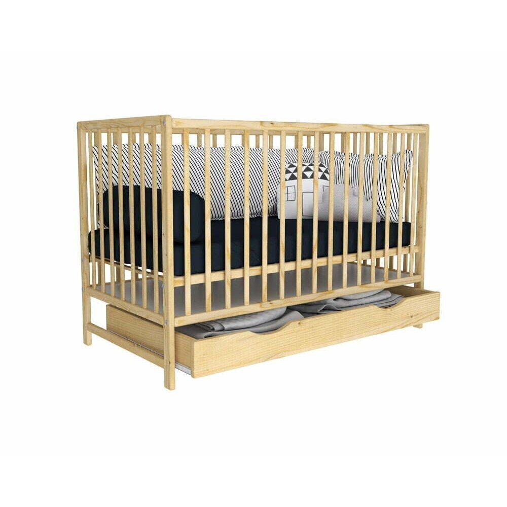 Bērnu gultiņa ar atvilktni Bobas Magda, 120x60 cm, brūna цена и информация | Zīdaiņu gultas | 220.lv