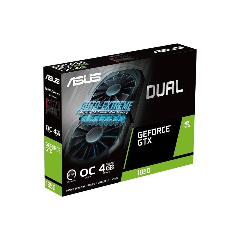 Asus Dual GeForce GTX 1650 V2 OC Edition 4GB GDDR6 (90YV0GX8-M0NA00) cena un informācija | Videokartes (GPU) | 220.lv