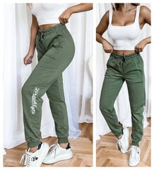 Повседневные брюки из хлопка для женщин Brooklyn, зеленые цена и информация | Женские брюки | 220.lv