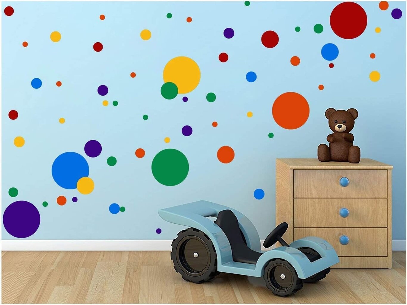 Daudzkrāsainas polka dot vinila sienas uzlīmes Bērnudārza sienu uzlīmes - 132 gab cena un informācija | Dekoratīvās uzlīmes | 220.lv