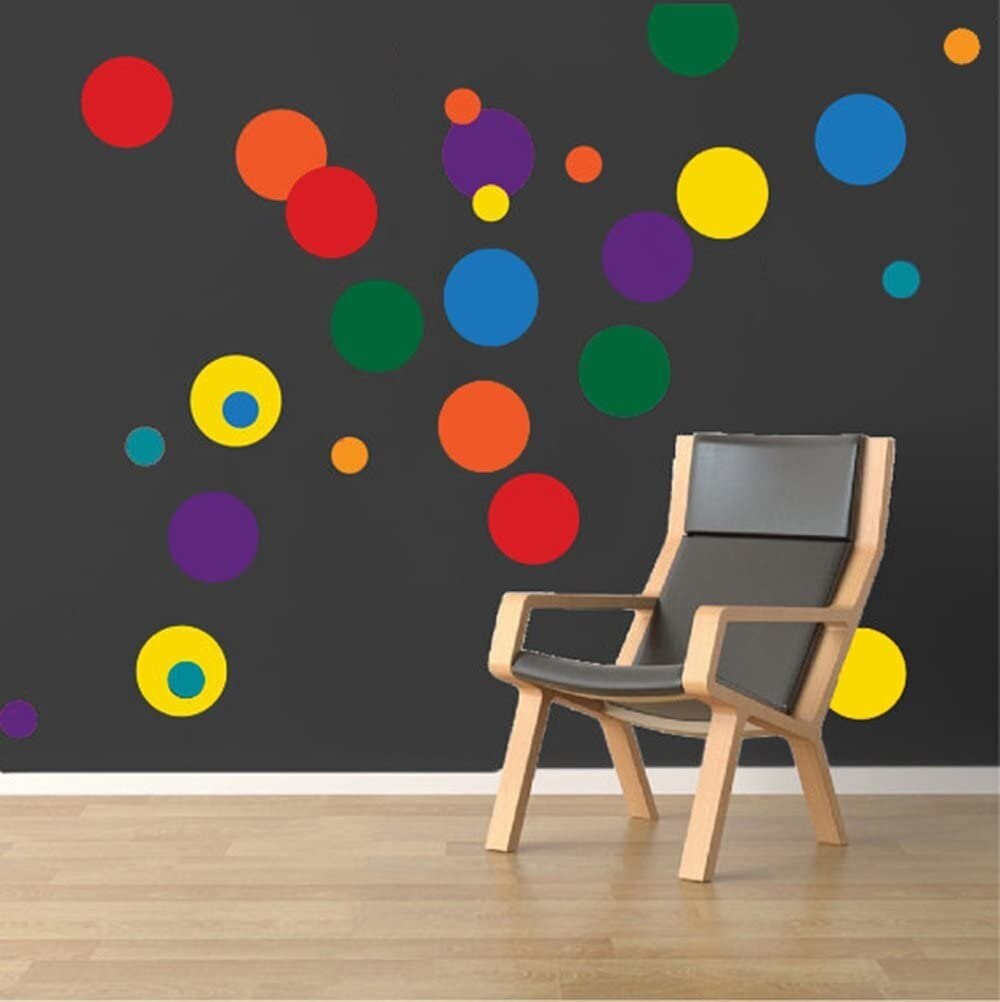 Daudzkrāsainas polka dot vinila sienas uzlīmes Bērnudārza sienu uzlīmes - 132 gab cena un informācija | Dekoratīvās uzlīmes | 220.lv