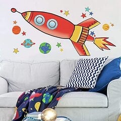 Vinila sienas uzlīme raķešu un kosmosa uzlīme bērnistabai - 34 x 122 cm cena un informācija | Dekoratīvās uzlīmes | 220.lv