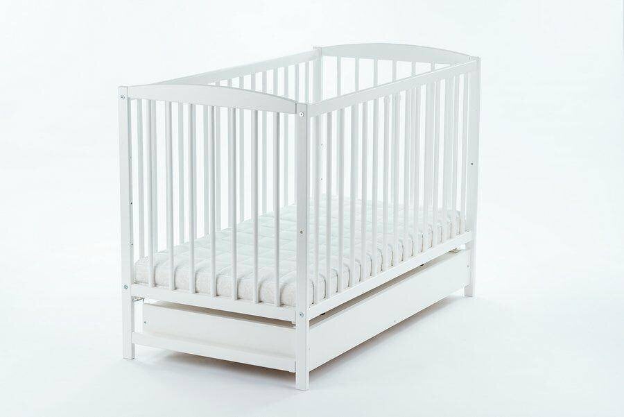 Bērnu gultiņa - LULAYA DELUX - 2in1 - atvilktne - balta cena un informācija | Zīdaiņu gultas | 220.lv