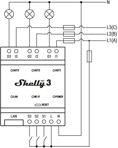 Relejs Shelly Pro 3 cena un informācija | Drošības sistēmas, kontrolieri | 220.lv