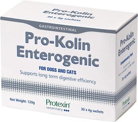 Protexin pro-Kolin enterogēns, kuņģa-zarnu trakta traktoru, suņu un kaķu papildinājums, 30 iepakojumi cena un informācija | Vitamīni, uztura bagātinātāji, pretparazītu līdzekļi suņiem | 220.lv