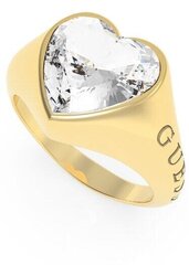 Романтичное позолоченное кольцо с блестящим сердцем Guess UBR70004 цена и информация | Кольца | 220.lv