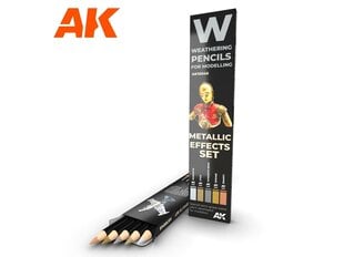 AK Interactive - Weathering Pencils Metallics Effect Set, AK10046 cena un informācija | Modelēšanas un zīmēšanas piederumi | 220.lv
